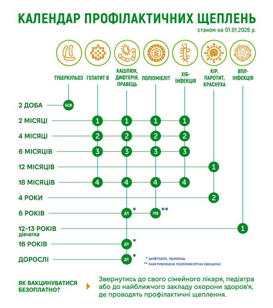 Перевір вакцинальний статус: коли і яке щеплення потрібно зробити вам і вашій дитині